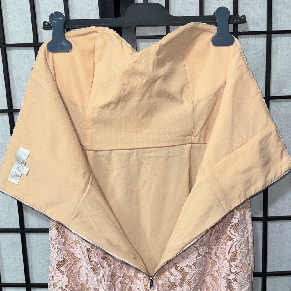 ASOS Jarlo Petite Blush Pink Lace Bandeau Midi Dress – Size 14P UK 10pUS✨ - Picture 9 of 11